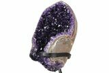 Amethyst Geode with Calcite on Metal Stand - Great Color #116286-5